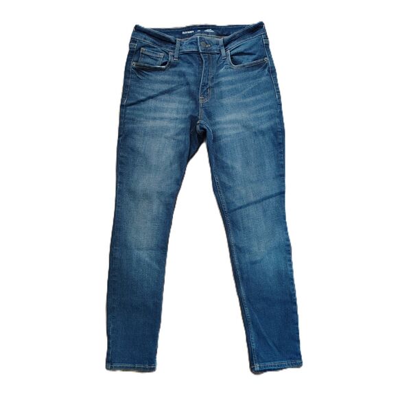 OLD NAVY Rockstar Dark Wash Mid Rise Sz 10 Short Petite Skinny Stretch Jeans - Picture 1 of 4